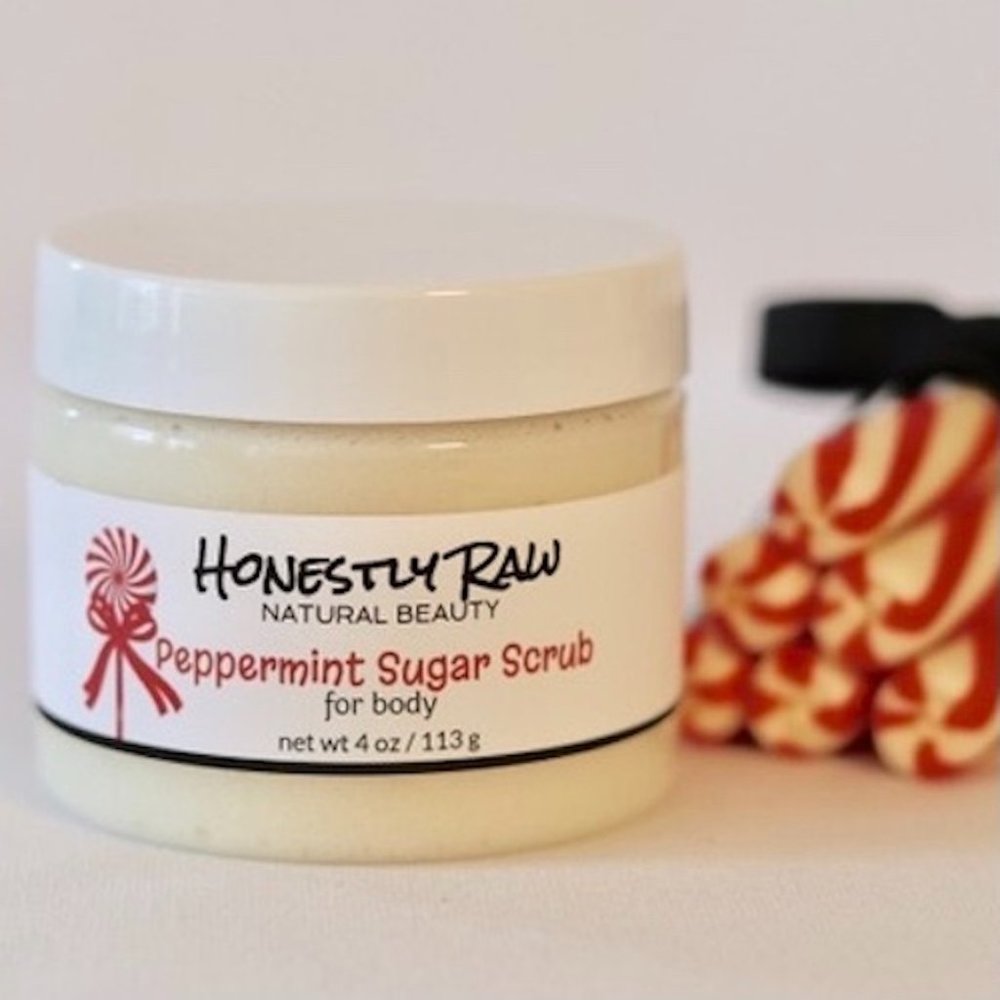 Peppermint Sugar Scrub 4 oz | Exfoliating | Moisturizing | Holiday